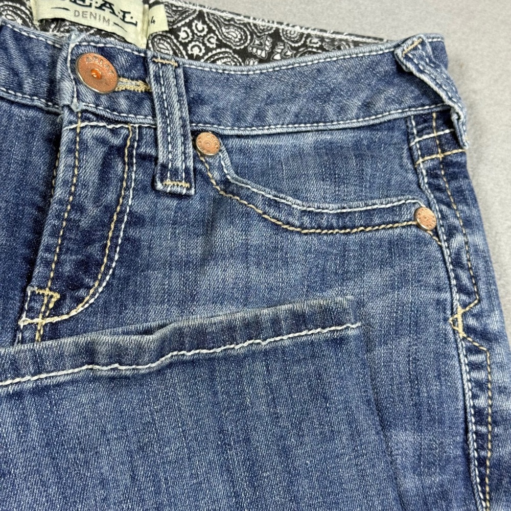 Ariat Real Denim Womens Medium Wash Bootcut Jeans Paisley Waistband Blue Size 14